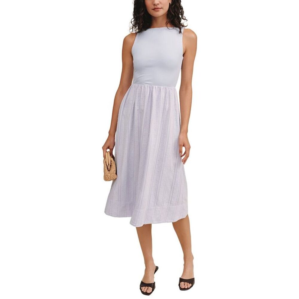 Bella Dahl Womens  Mixed Crewneck Midi Dress, Purple
